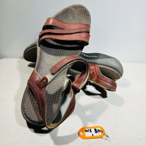 Merrell Women’s Size 9 Agave Brown Leather Strappy Outdoor Slingback Sandals - Picture 1 of 8